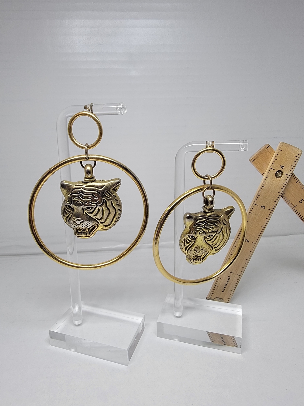 Gold-Tone Tiger Hoop Statement Earrings - Women Accessories